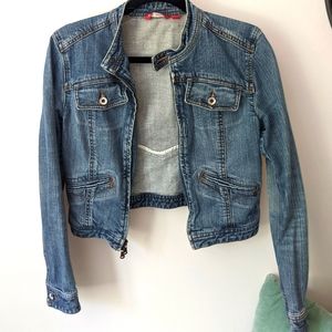 GUC Express women's cropped stretch jean jacket, size Small